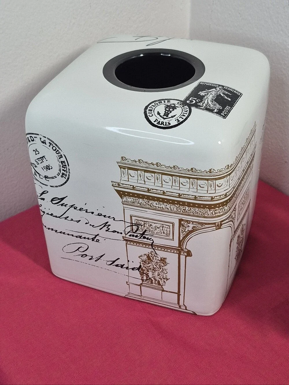 Paris Themed Ceramic Square Tissue Box Cover 5.5